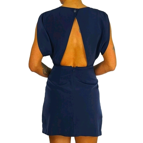 BCBGeneration Midi Shift Dress Size 2 Dark Navy Blue Open Back Mini - Picture 3 of 5